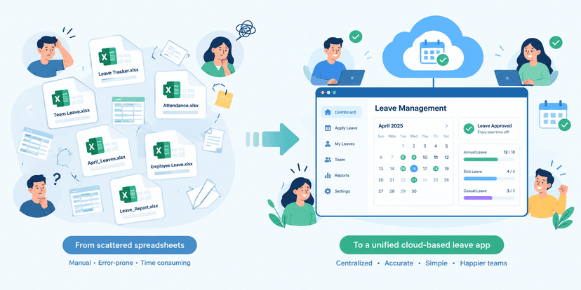 Simplified leave management workflow replacing spreadsheets
